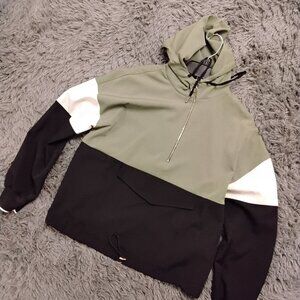 Green and Black Color Blaock Hoodie